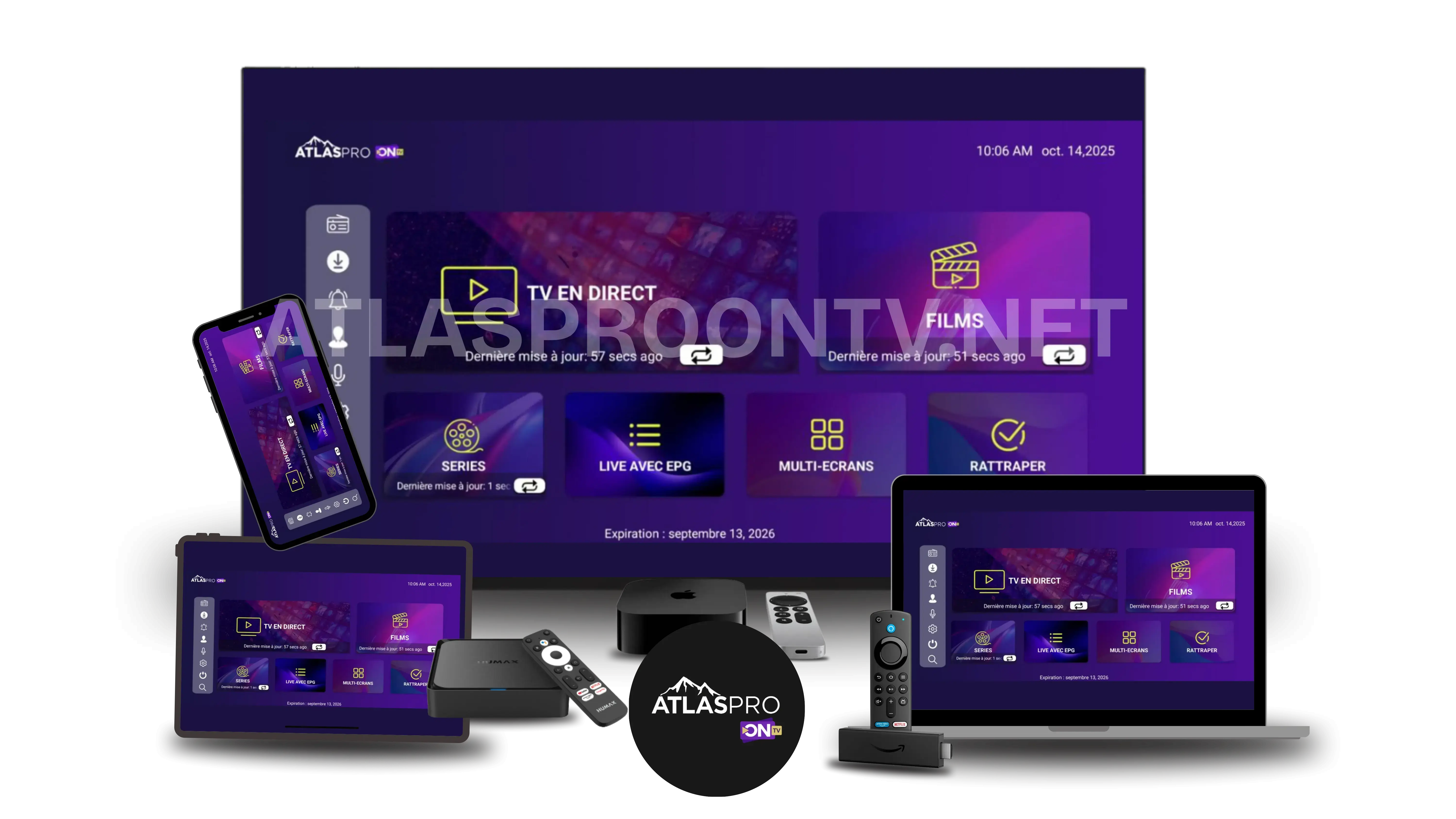Télévision, mobile et ordinateur représentant plusieurs types d’appareils